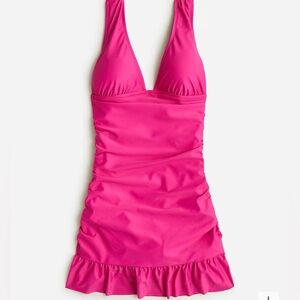J Crew Ruched V-Neck Pink Swim Dress So Cute Women Sz 12 NEW W/ TAGS
